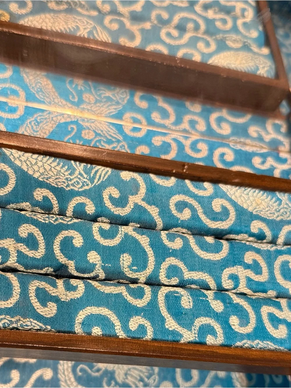 Decorative Blue Fabric-Lined Jewelry Box with Mirror - Brand Unspecified